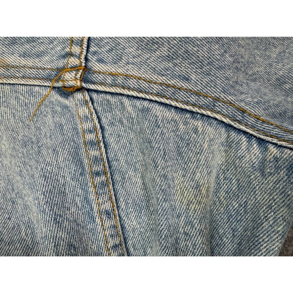 Vintage London Fog Kids Denim Jacket Tan Suede Collar Light Wash Trucker Style